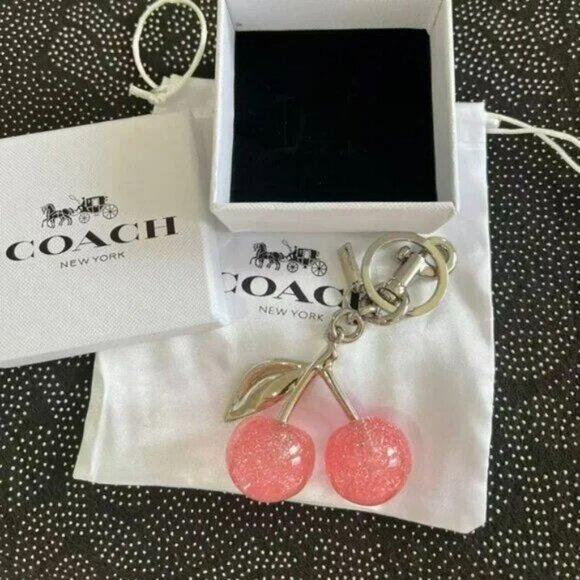 Coach Cherry Brass Cherry Bag Charm Keychain - Picture 1 of 4